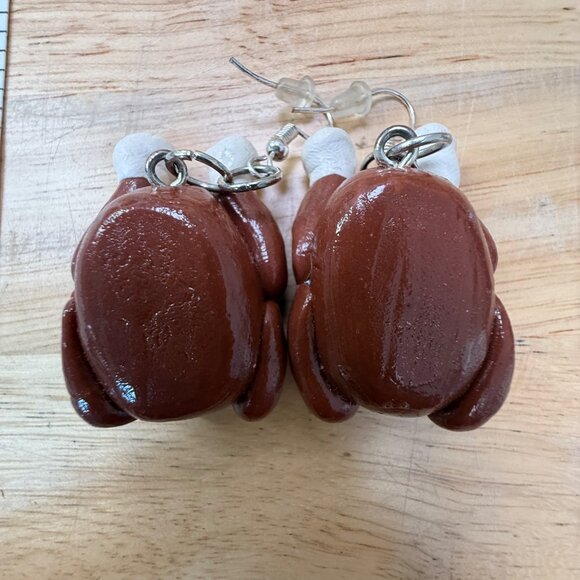 Thanksgiving-Themed Turkey Earrings Polymer Clay Handmade Dangle Jewelry Fun - Picture 2 of 4